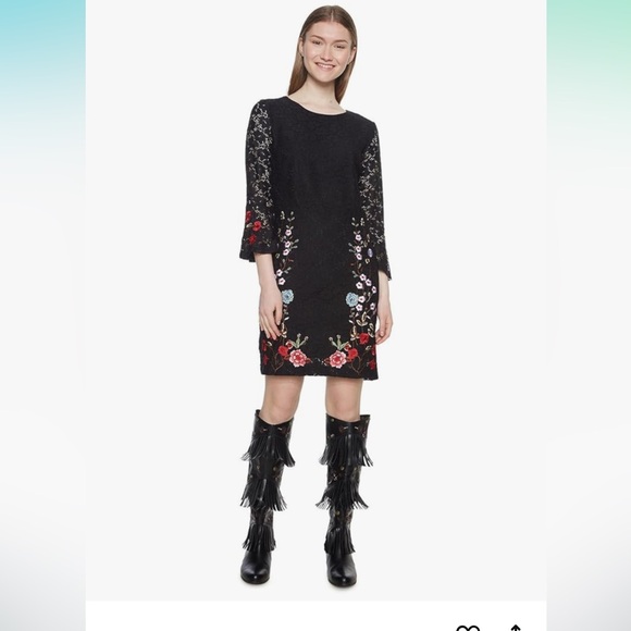 Desigual Dresses & Skirts - Desigual Women's Vest_vermond  size 38 Floral Embroidered Black Dress